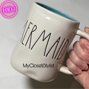 Rae Dunn MERMAID Ceramic Mug Rare Aqua Blue Inside NEW! OG Coffee Large Tea Cup